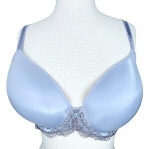 Wacoal Lace Affair T-Shirt Bra sz 34DD * Underwire Contour Lace Band Blue Gray